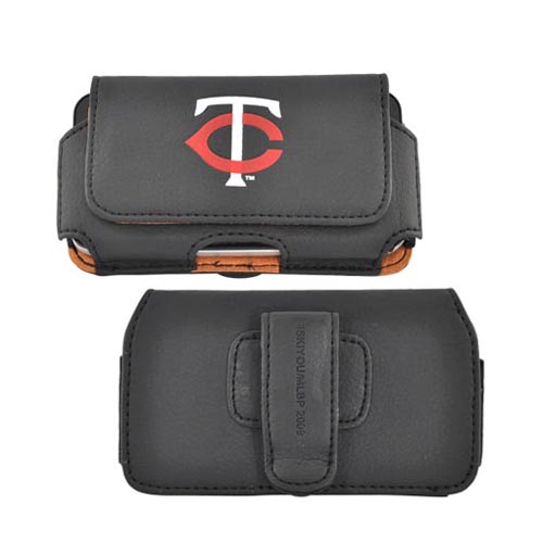 MLB Licensed Horizontal Cell Phone Pouch Case w/ Belt Clip - Minnesota Twins (PUT)