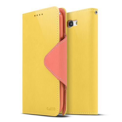 Yellow/ Orange Faux Leather Diary Flip Case w/ ID Slots & Bill Fold for Samsung Galaxy Note 2