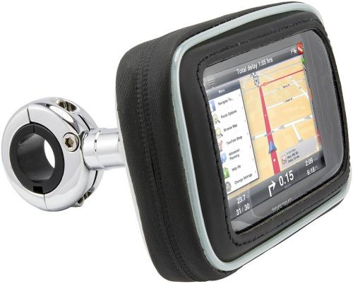 Arkon Chrome Motorcycle Handlebar Mount for 5" GPS & Smartphones - (MC2C + WPCS5WS + SP-SBH-KIT)