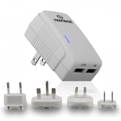 Naztech White N230 International Dual USB AC Charger (3.1A) - Charge Around the World!