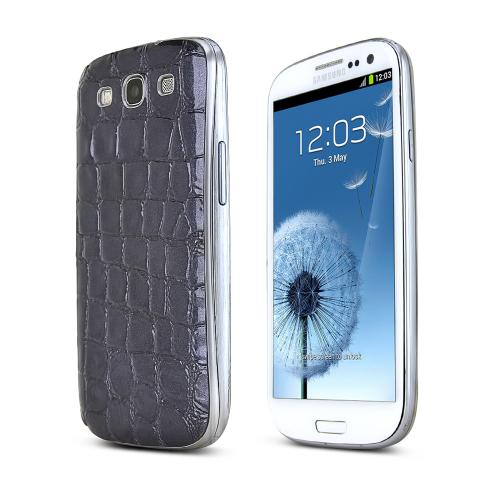 Purple Glossy Alligator Samsung Galaxy S3 Leather Textured Battery Door Case
