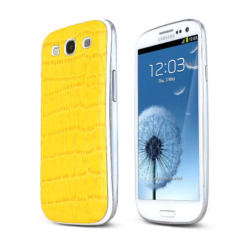 Yellow Glossy Alligator Samsung Galaxy S3 Leather Textured Battery Door Case