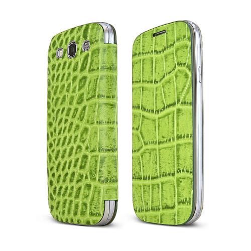 Light Green Alligator Samsung Galaxy S3 Leather Textured Diary Flip Battery Door Case Light Green Alligator Samsung Galaxy S3 Leather Textured Diary Flip Battery Door Case