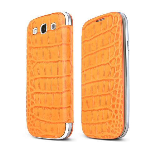 Orange Alligator Samsung Galaxy S3 Leather Textured Diary Flip Battery Door Case Orange Alligator Samsung Galaxy S3 Leather Textured Diary Flip Battery Door Case