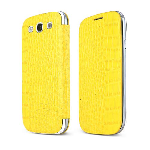 Yellow Alligator Samsung Galaxy S3 Leather Textured Diary Flip Battery Door Case