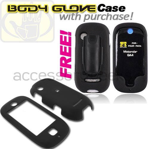 Motorola Evoke QA4 Rubberized Hard Case - Black (FREE Body Glove Case CRC90962)