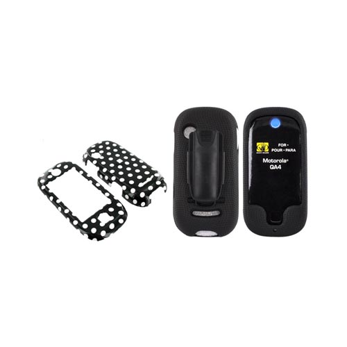 Motorola Evoke QA4 Case Combo (Hard Case & Body Glove) - Polka Dot