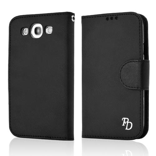 RS Fancy Black Faux Leather Diary Flip Hard Case w/ ID Slots & Wrist Strap for Samsung Galaxy S3 RS Fancy Black Faux Leather Diary Flip Hard Case w/ ID Slots & Wrist Strap for Samsung Galaxy S3