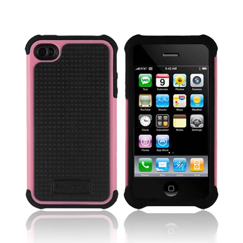 Original Ballistic AT&T/ Verizon Apple iPhone 4, iPhone 4S SG Hard Case on Silicone, SA0582-M365 - Baby Pink/ Black