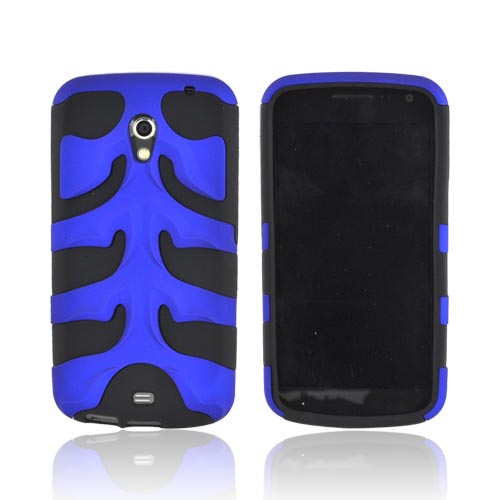 Original Nex Samsung Galaxy Nexus Rubberized Hard Fishbone on Silicone Case w/ Screen Protector, SAMI515FB06 - Blue/ Black