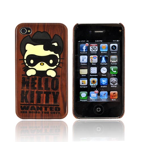 Original Hello Kitty AT&T/ Verizon Apple iPhone 4, iPhone 4S Hard Back Cover Case, SANCC0052 - Western Hello Kitty on Brown