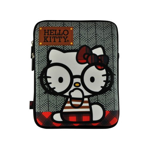 Hello Kitty w/ Big Nerdy Glasses Apple iPad (All Gen.) Neoprene Pouch Case