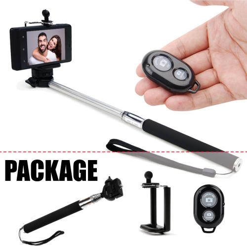 Selfie Essential Bundle w/ Self-Portrait Selfie Stick w/ Rotating Head and Black Bluetooth Shutter