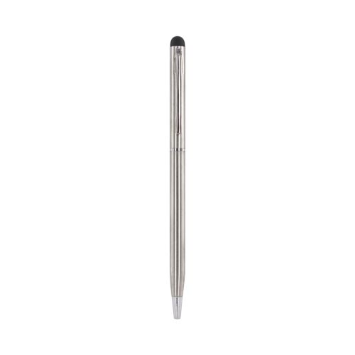 Universal Stylus w/ Ballpoint Pen & Pocket Clip for Touch Screen - Silver