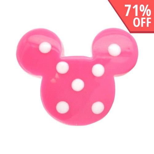 Universal 3.5mm Headphone Jack Stopple Charm - Hot Pink w/ White Polka Dot Mouse