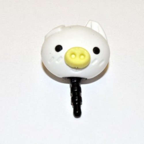 Universal 3.5mm Headphone Jack Stopple Charm - Cute White Pig