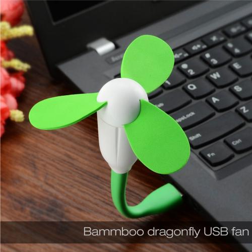 Green USB Mini Fan w/ Safe to Touch EVA Foam Blades