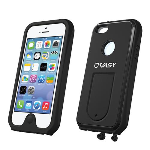 VASY Black Apple iPhone 5/5S Waterproof/ Dustproof/ Dirt Proof Protective Hard Case w/ Kickstand & Lanyard - Perfect Alternative to LifeProof!